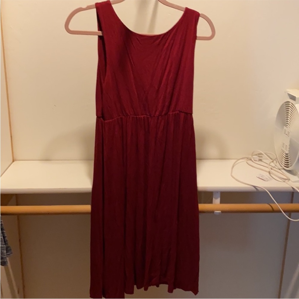 Sleeveless, soft, burgundy knee length dress from CA boutique - Picture 2 of 3